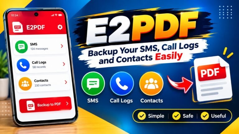 E2PDF Android app for saving SMS, call history and contacts as PDF