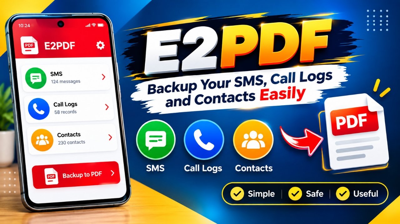 E2PDF Android app for saving SMS, call history and contacts as PDF